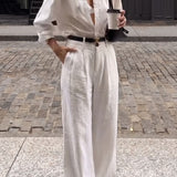 Nobody's Child White Double Pleated Wide Leg Ava Trousers