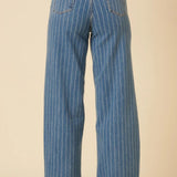 Nobody's Child Wide Leg Jean Pinstripe