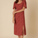 Nobody's Child Dee Dee Midi Dress Red Ditsy