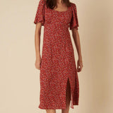 Nobody's Child Dee Dee Midi Dress Red Ditsy