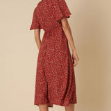 Nobody's Child Dee Dee Midi Dress Red Ditsy