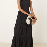 Nobody's Child Black Astrid Midi Dress Plain