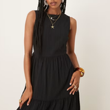 Nobody's Child Black Astrid Midi Dress Plain