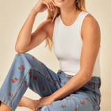 Nobody's Child Barrel Leg Jean Embroidered