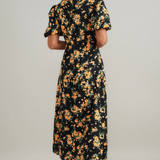 Nobody's Child Benita Midi Dress Yellow & Black Ditsy Floral