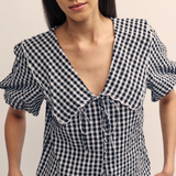 Nobody's Child Gingham Birdie Short Sleeve Blouse