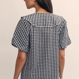 Nobody's Child Gingham Birdie Short Sleeve Blouse