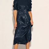 Nobody's Child Black Satin Jacquard Moira Midaxi Dress