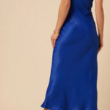 Nobody's Child Blue Satin Bandeau Ellie Midi Dress