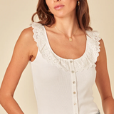 Nobody's Child Broderie Frill Ribbed S/L Top