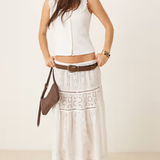 Nobody's Child Broderie Frill Ribbed S/L Top