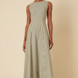 Nobody's Child Cedar Midi Dress Seersucker Green Stripe