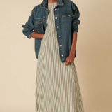 Nobody's Child Cedar Midi Dress Seersucker Green Stripe