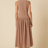 Nobody's Child Claudia Midi Dress Neutral Ticking Stripe