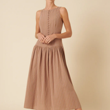 Nobody's Child Claudia Midi Dress Neutral Ticking Stripe
