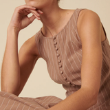 Nobody's Child Claudia Midi Dress Neutral Ticking Stripe
