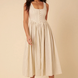 Nobody's Child Cora Midi Dress Cream Ticking Stripe