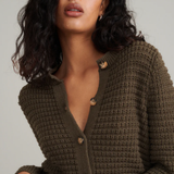 Nobody's Child Khaki Crew Neck Chunky Cardigan