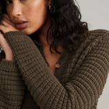 Nobody's Child Khaki Crew Neck Chunky Cardigan