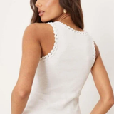 Nobody's Child White Crochet Trim Racer Vest