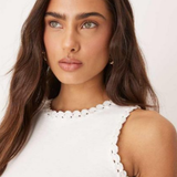 Nobody's Child White Crochet Trim Racer Vest
