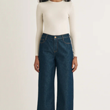 Nobody's Child Cropped Wide Leg Jeans Dark Wash