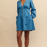 Nobody's Child Blue SS Starlight Mini Dress Plain