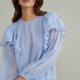 Nobody's Child Blue Finola Ruffle Blouse