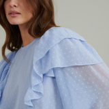Nobody's Child Blue Finola Ruffle Blouse