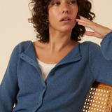 Nobody's Child Blue Slash Neck Meet The Jean Reversible Cardigan
