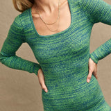 Nobody's Child Space Dye Knitted Midi Dress In Green