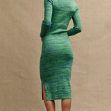 Nobody's Child Space Dye Knitted Midi Dress In Green