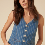Nobody's Child Striped Denim Stockwell Waistcoat