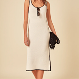 Nobody's Child Whipstitch Slash Neck Dress Plain