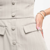Noisy May Tailored Button Down Mini Dress In Grey Pinstripe – dresses by Noisy May, available to rent from Hirestreet