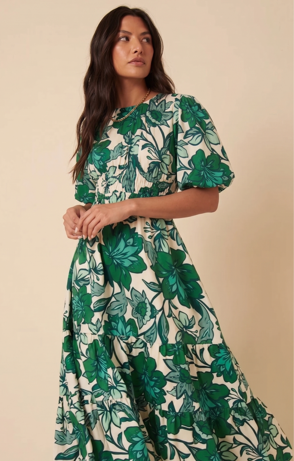 green floral printed zelda midi dress NOBODY'S CHILD Zelda Floral Midi Dress