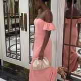 Maya Bridesmaid Bardot Maxi Dress In Terracotta Pink