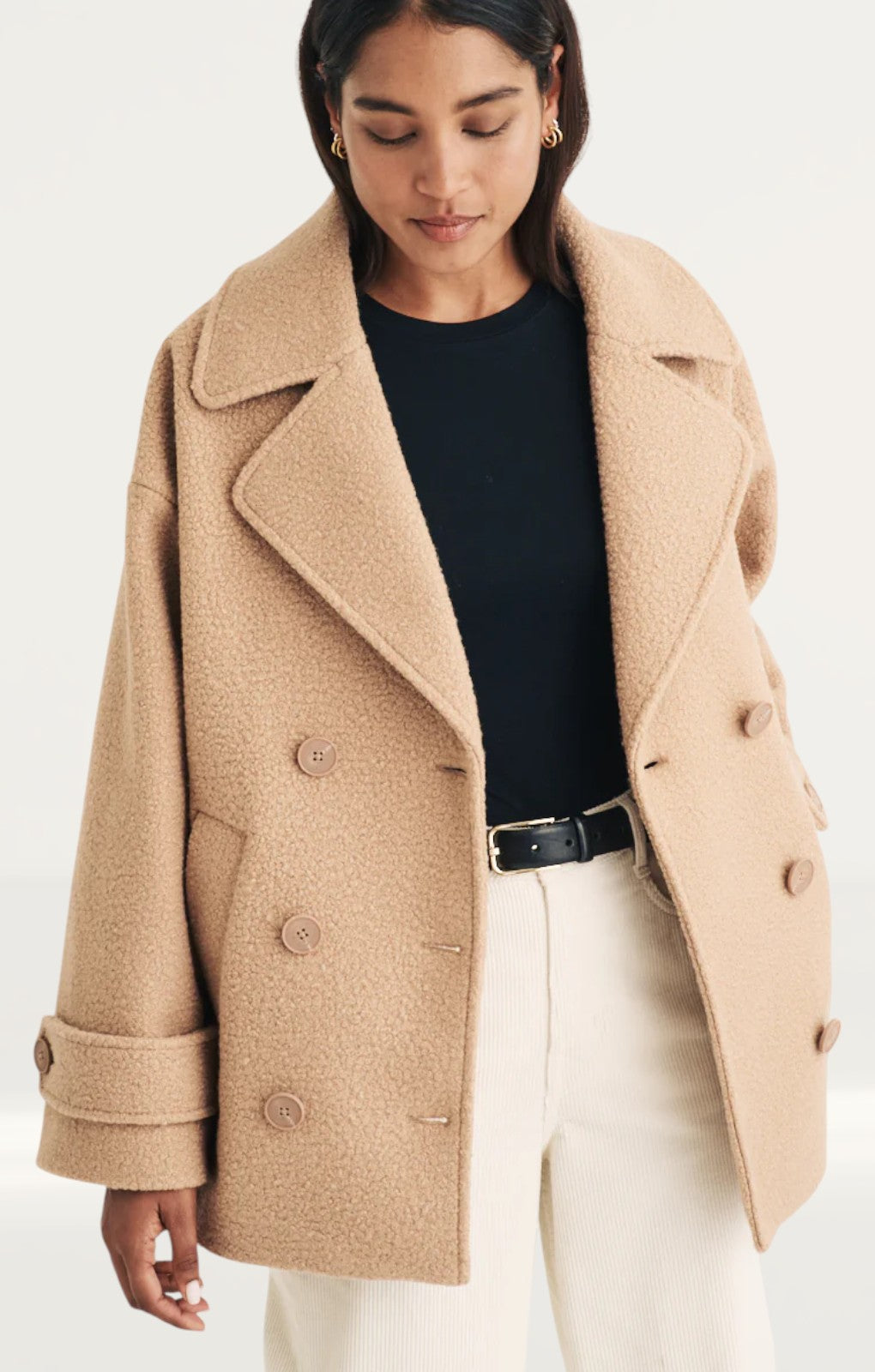 Nobody's Child Beige Double Breasted Borg Coat