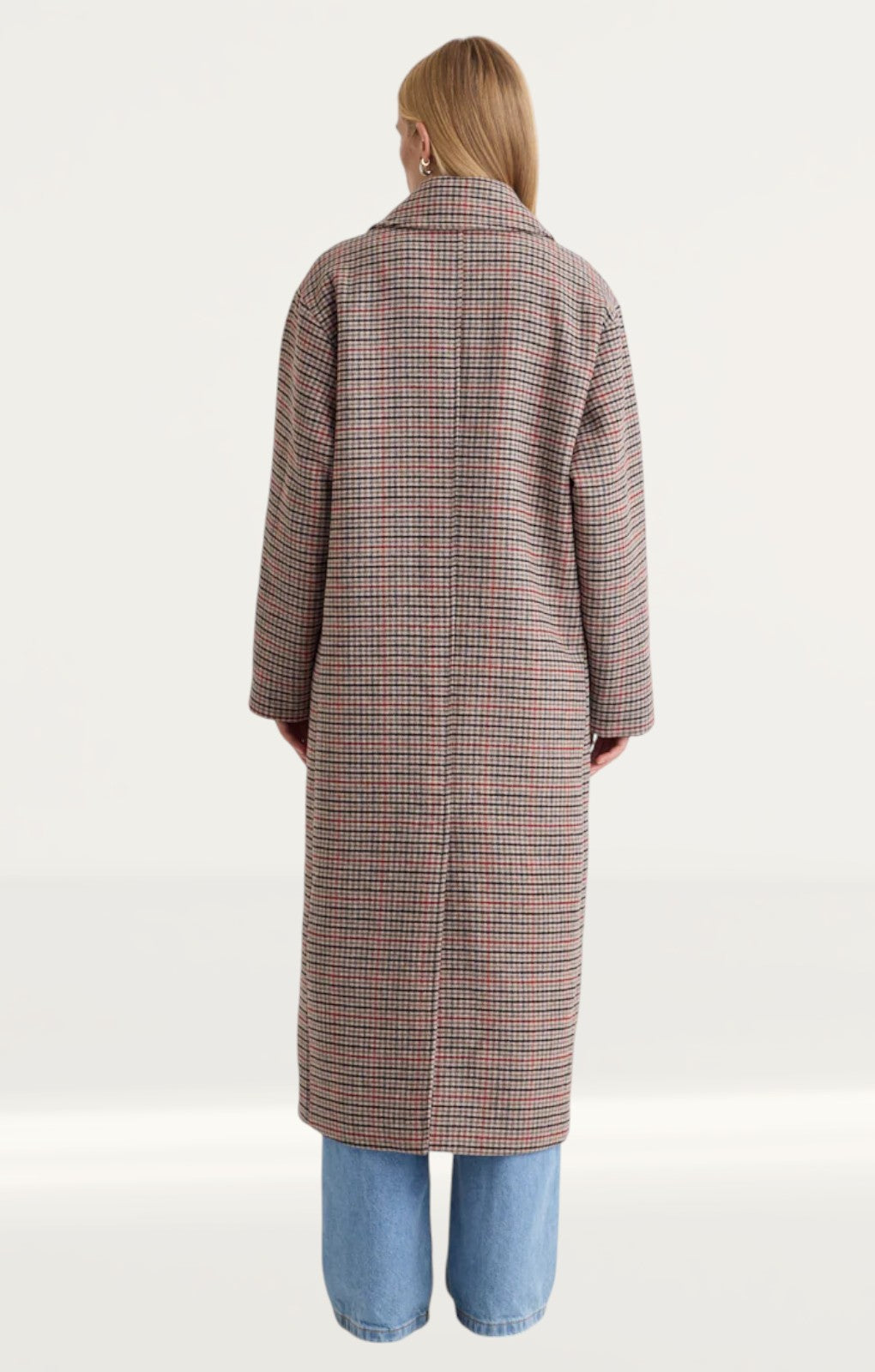 Nobody's Child Oversized Heritage Check Double Breasted Wool Blend Coat