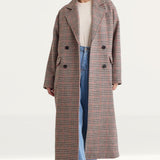 Nobody's Child Oversized Heritage Check Double Breasted Wool Blend Coat