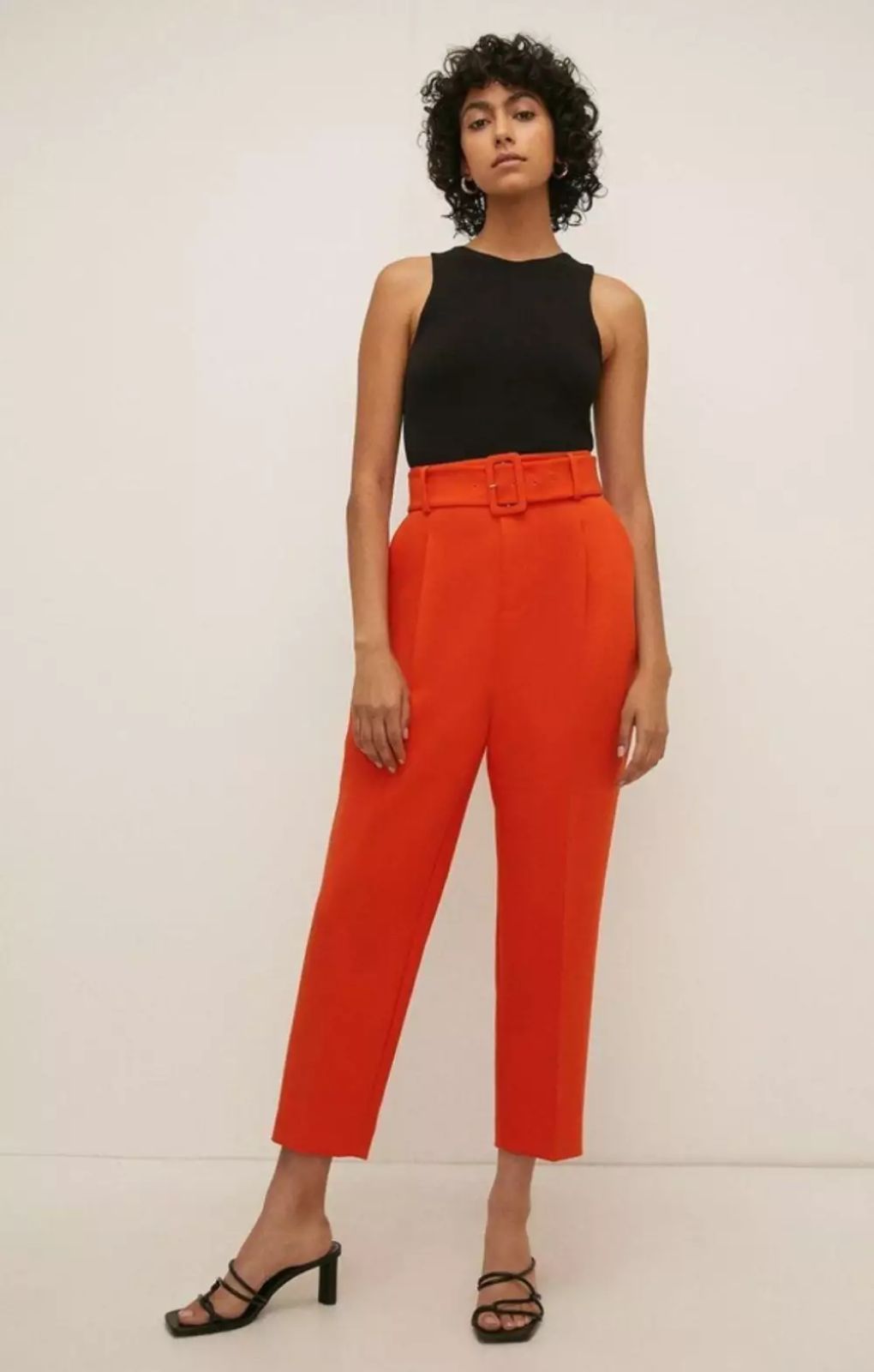 Emerald Green Belted Tapered Peg Trousers - Jessika