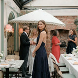 Oasis Navy Cross Neck Halter Tiered Maxi Dress