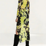 Object Tall Lettuce Edge Maxi Skirt In Mixed Lime Print