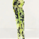 Object Tall Lettuce Edge Maxi Skirt In Mixed Lime Print