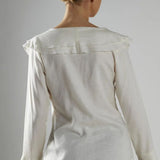 Glamorous Off-White Ruffle-Front Blouse