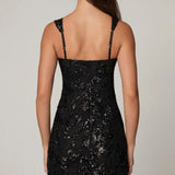 Oh Polly Adia Embellished A-line Mini Dress in Black