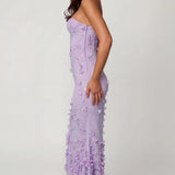 Oh Polly Amal Lace-Up Corset Maxi Dress in Lilac