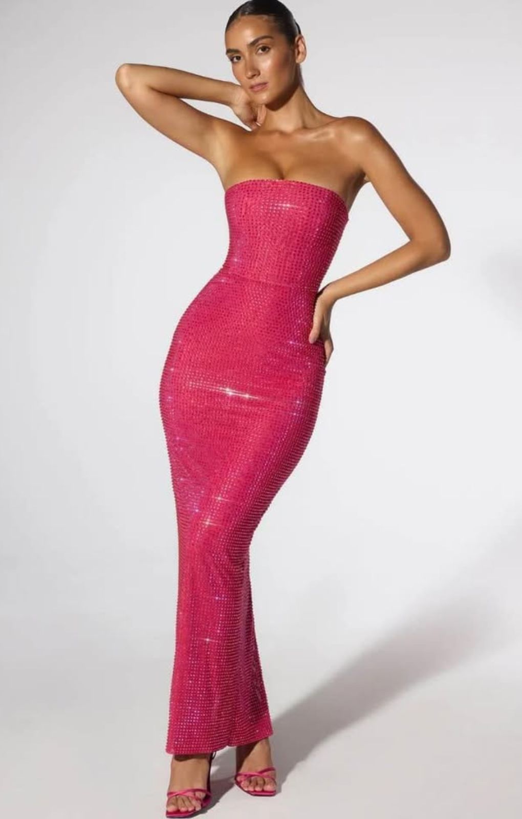 Rent Oh Polly Embellished CutOut Maxi Dress in Fuchsia
