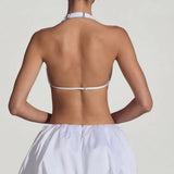 Oh Polly Embellished Cut-Out Bubble Hem Mini Dress in White