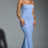 Oh Polly Florentina Embellished Corset Gown in Blue